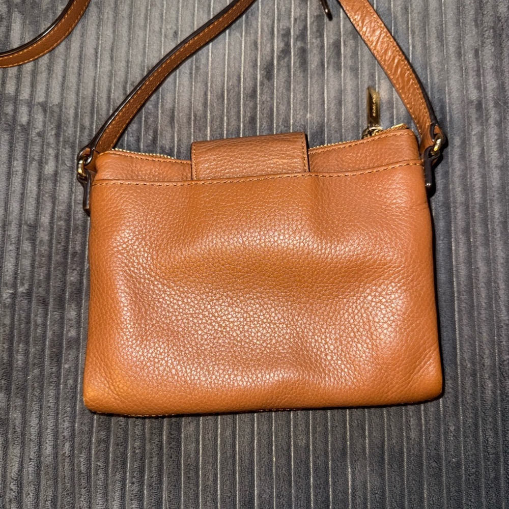 Michael Kors Tan Leather MK Logo Crossbody Bag - Picture 4 of 8